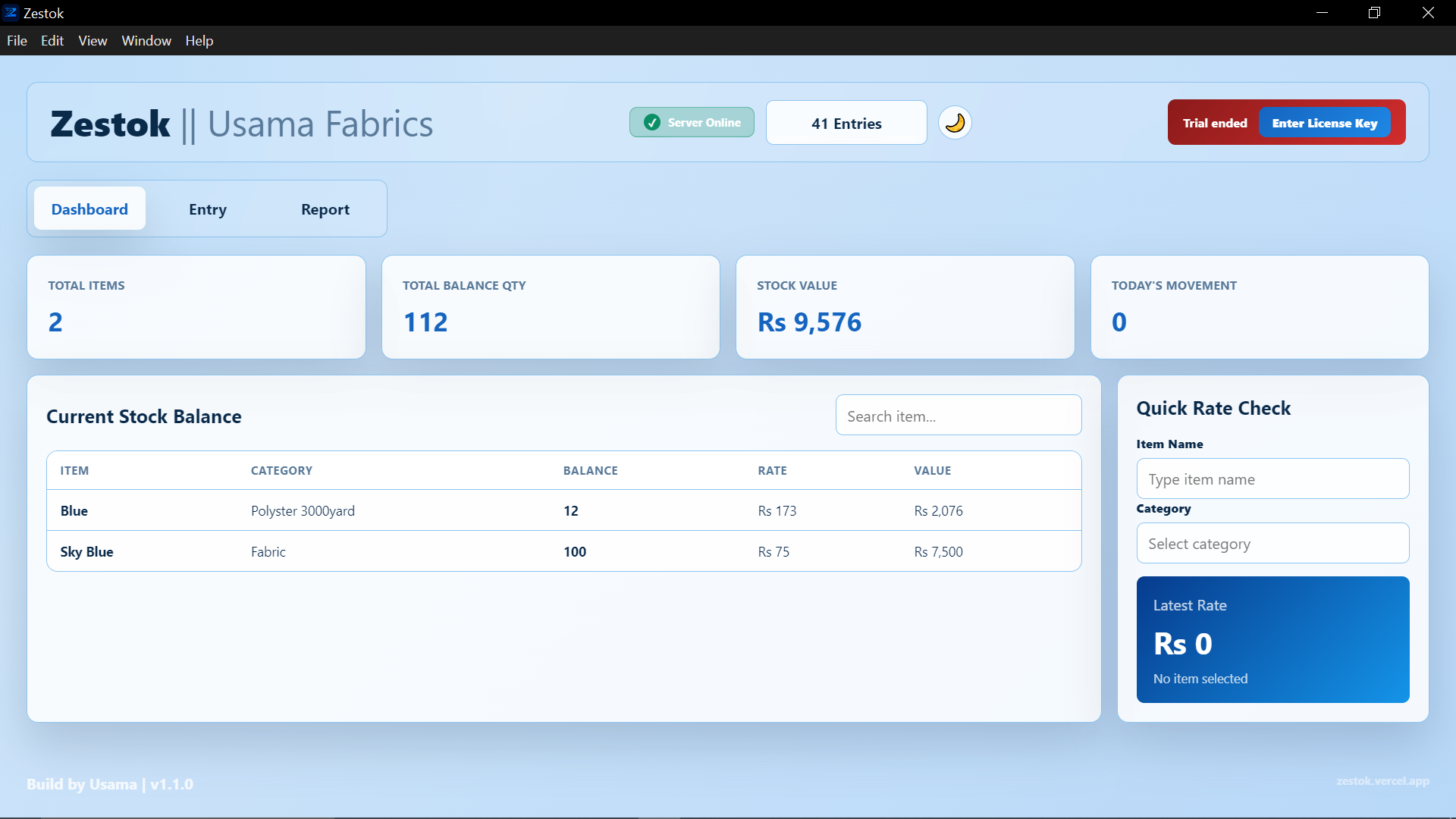 Zestok Desktop Dashboard